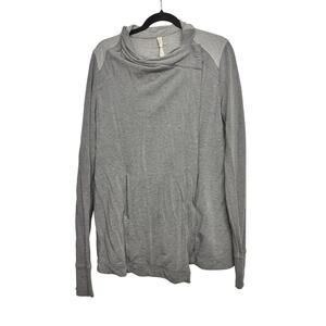 Lululemon Gray Cowl Neck Wrap Cardigan Women's 10 Open Front Pockets